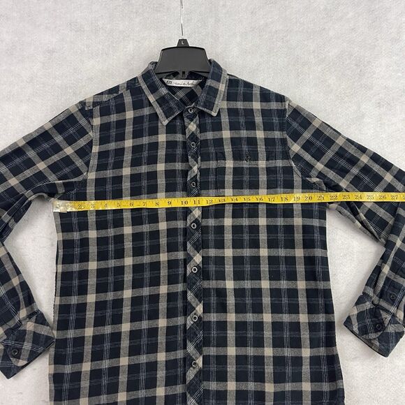 Travis Mathew Braden Flannel Button Up Shirt Mens Large Blue Plaid Soft Feel - Picture 5 of 10